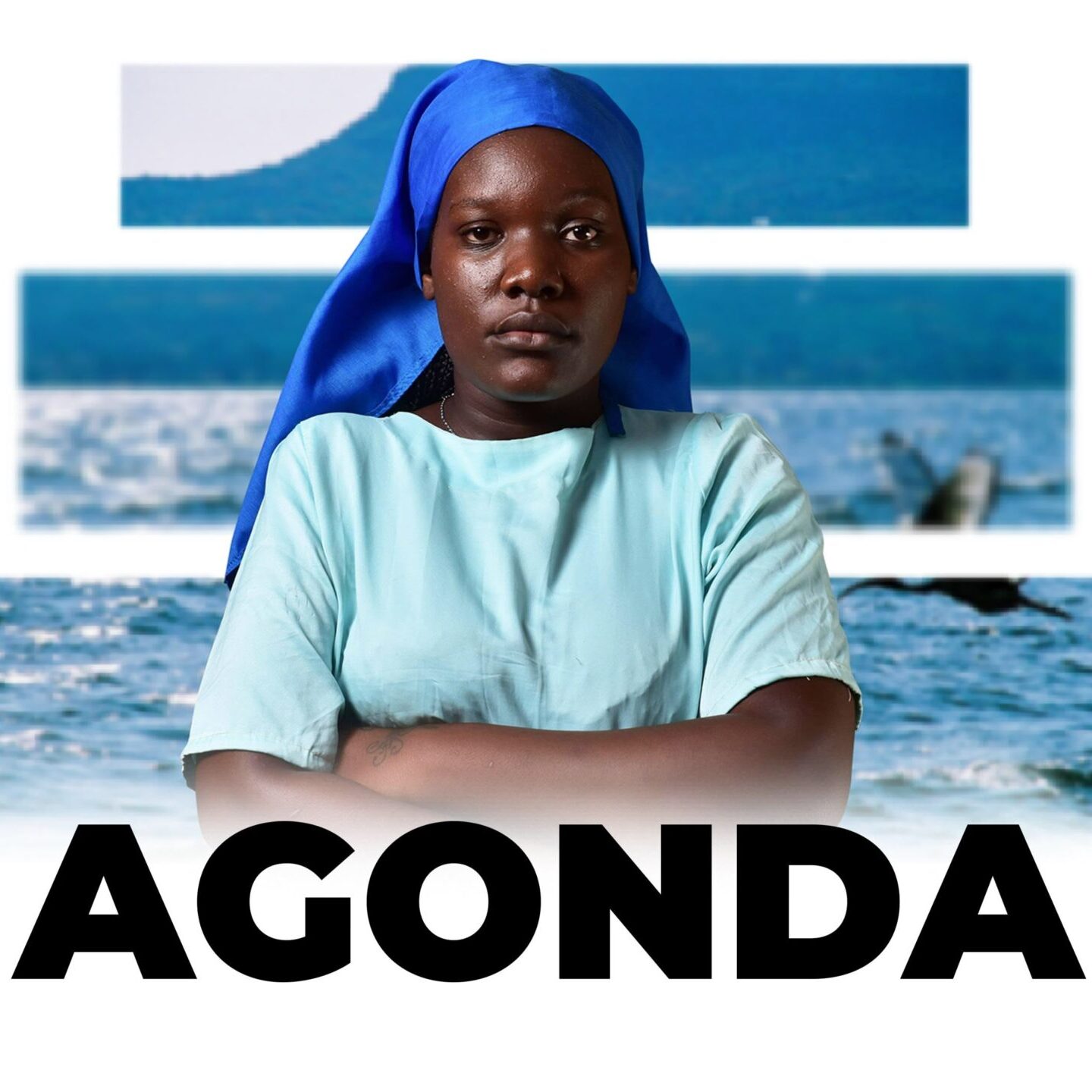 Agonda movie poster depicting a nun in a lake background